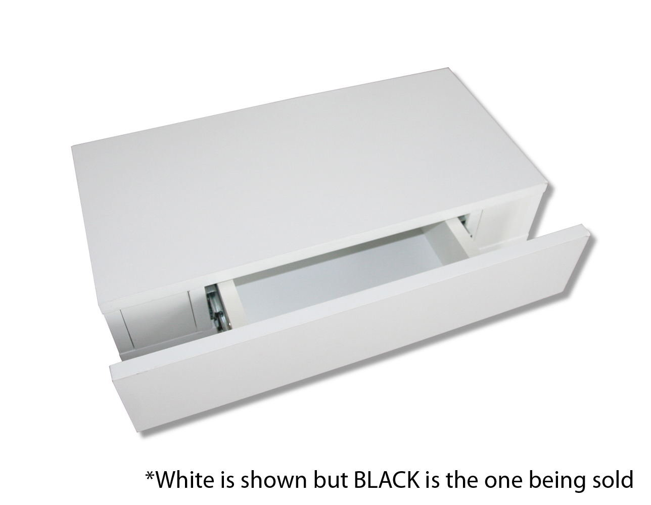 Floating Drawer Shelf Concealed Storage BLACK Gloss Bookshelf 48cm x