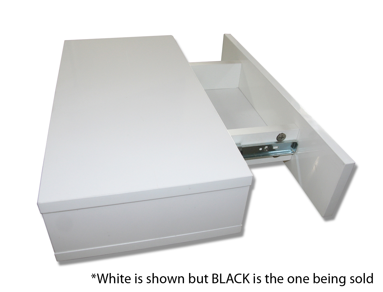 Floating Drawer Shelf Concealed Storage BLACK Gloss Bookshelf 48cm x
